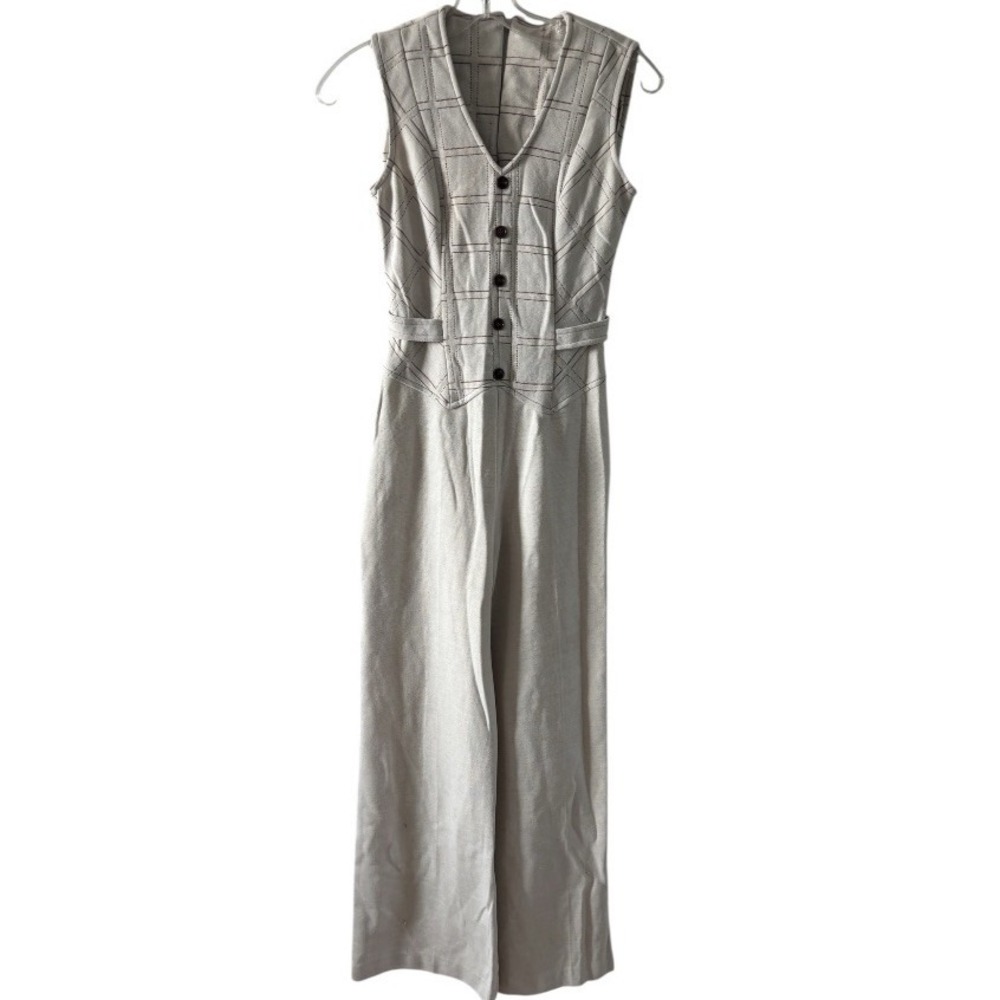 Vtg 60s 70s Jumpsuit Bell Bottom One Piece Leisure Jump suit Disco Mod Womens 9